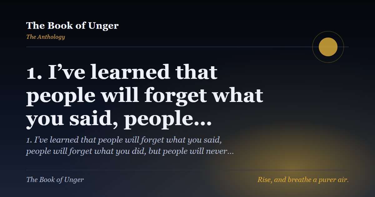 1. I’ve learned that people will forget what you said, people…