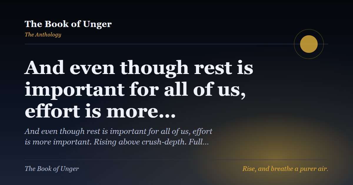 And even though rest is important for all of us, effort is more…