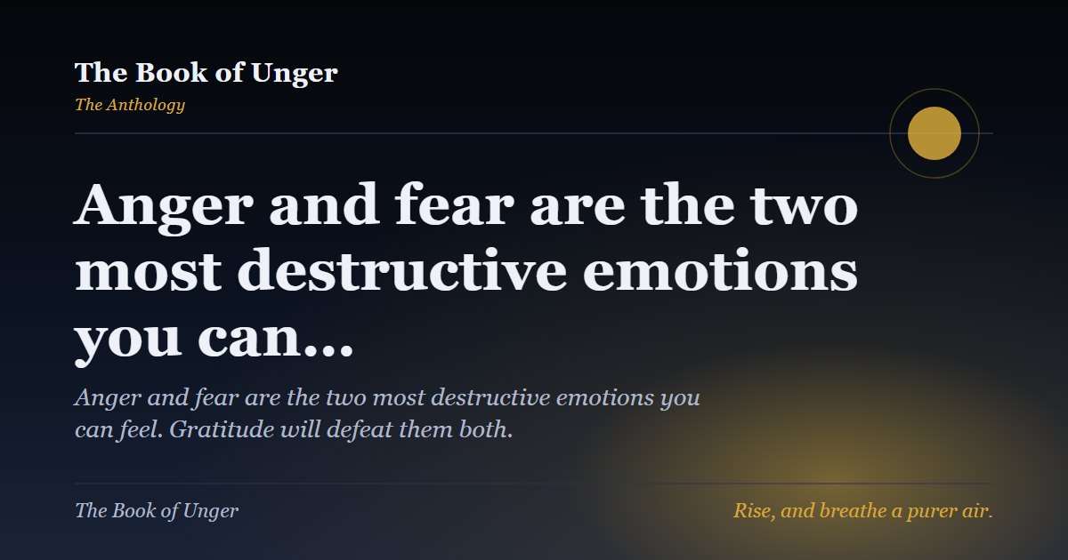 Anger and fear are the two most destructive emotions you can…