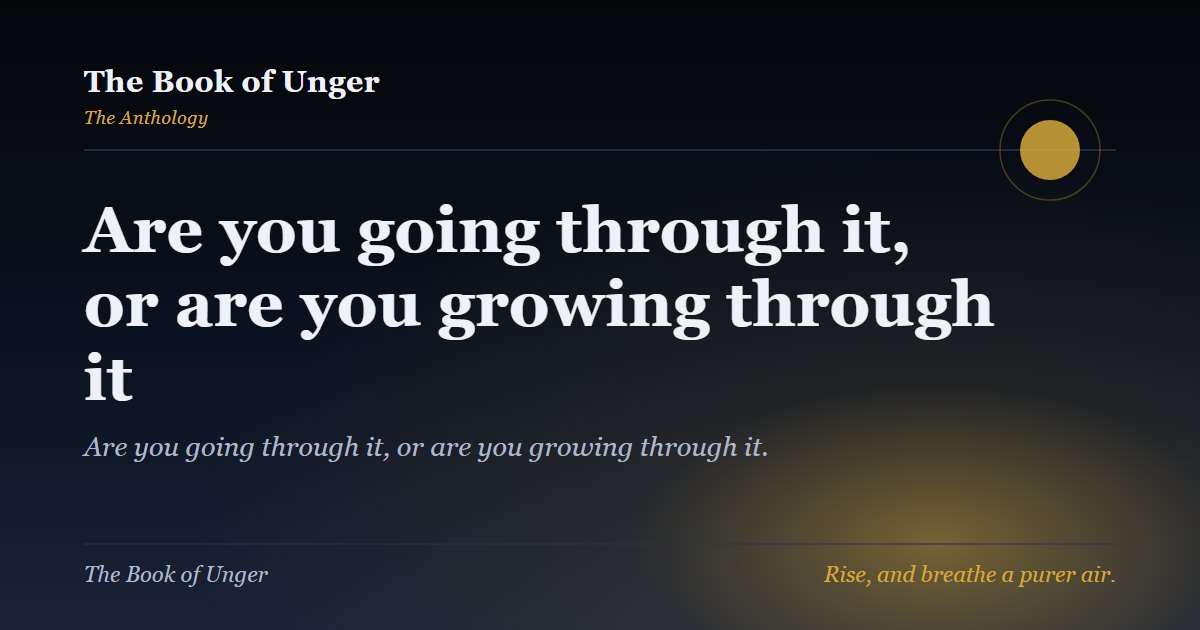 Are you going through it, or are you growing through it