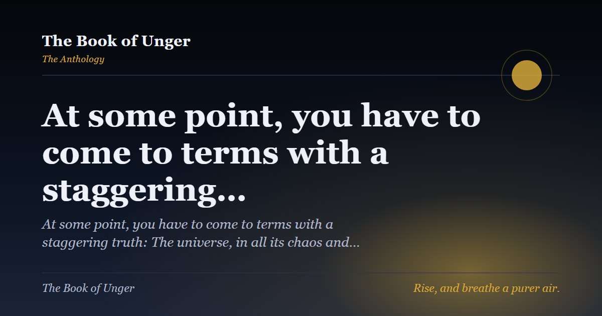 At some point, you have to come to terms with a staggering…