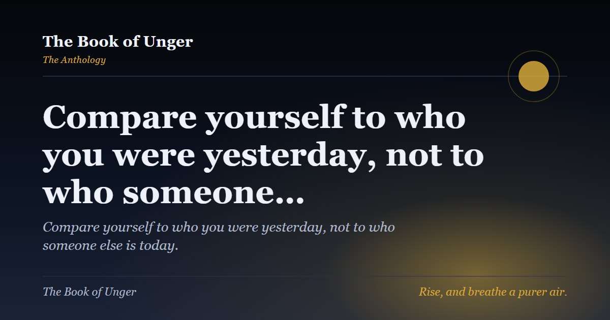 Compare yourself to who you were yesterday, not to who someone…