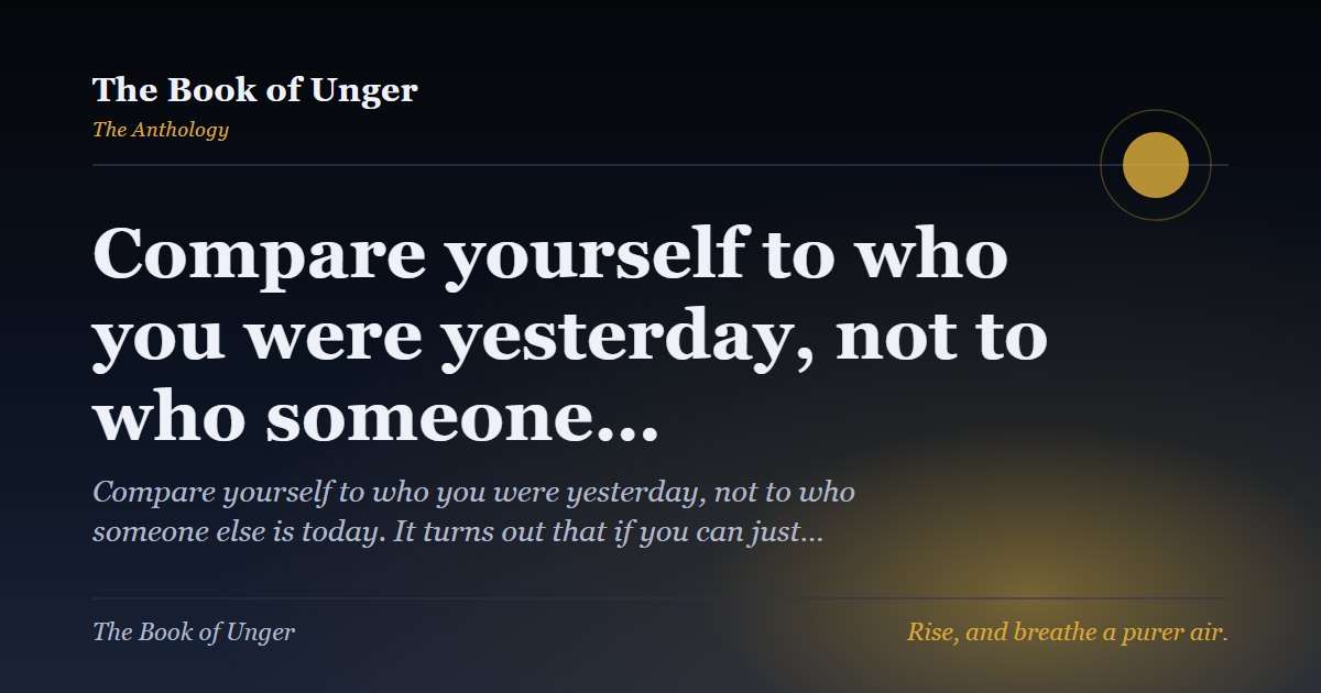 Compare yourself to who you were yesterday, not to who someone…