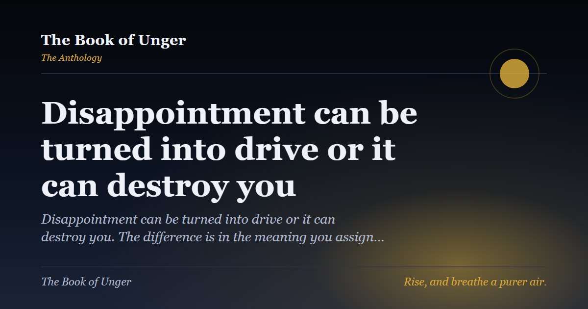 Disappointment can be turned into drive or it can destroy you