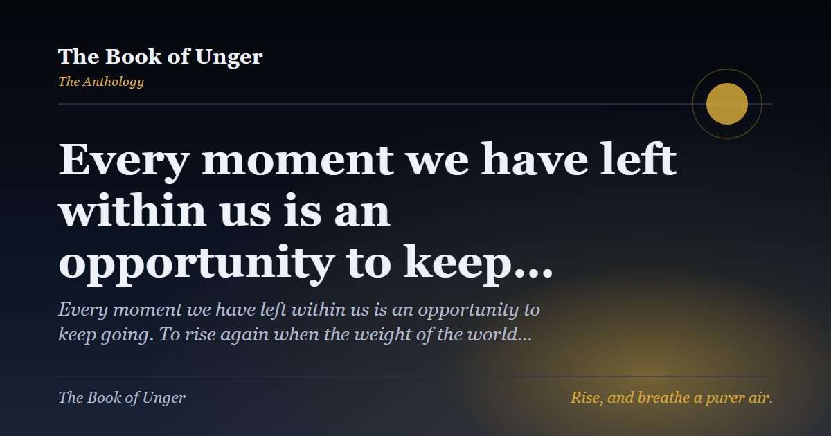 Every moment we have left within us is an opportunity to keep…