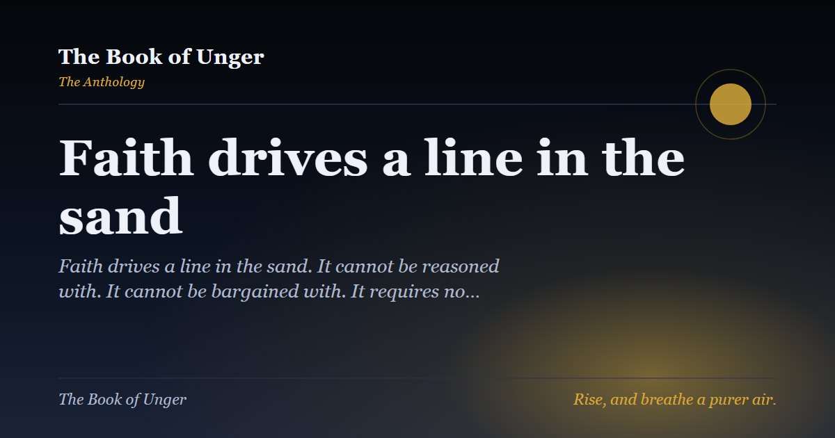 Faith drives a line in the sand