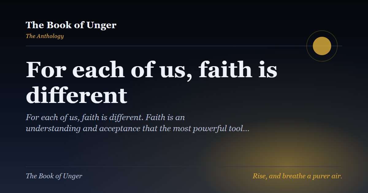 For each of us, faith is different