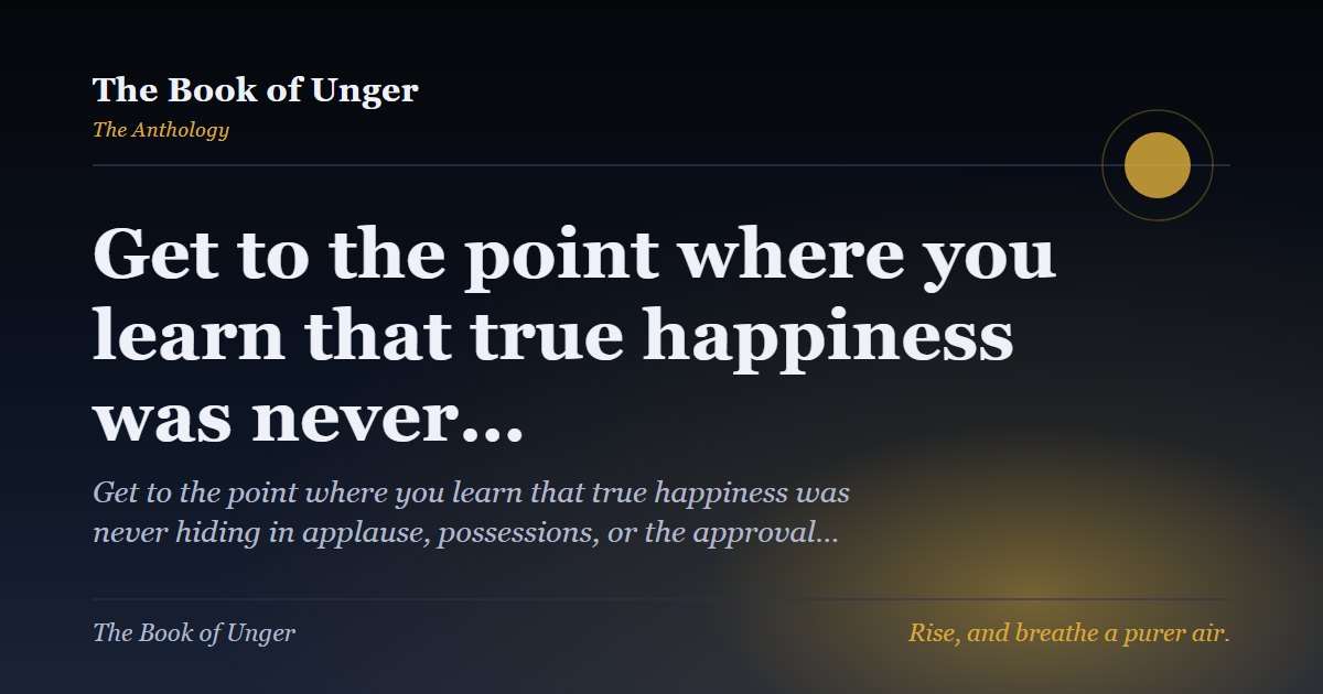 Get to the point where you learn that true happiness was never…