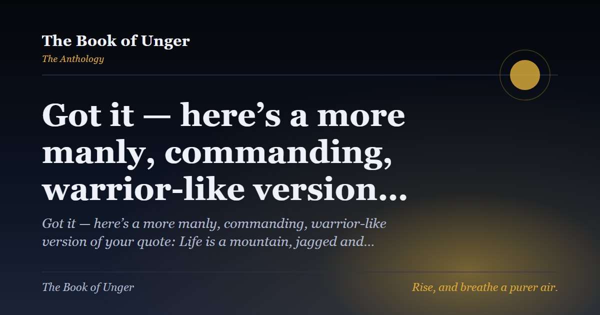 Got it — here’s a more manly, commanding, warrior-like version…