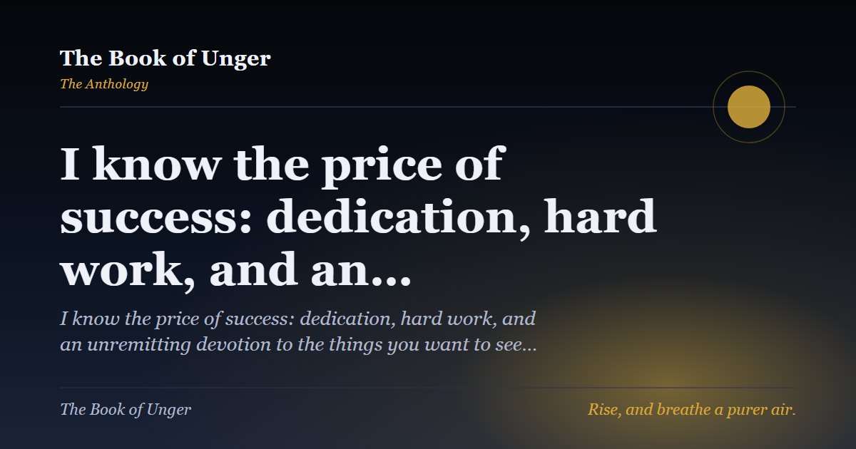 I know the price of success: dedication, hard work, and an…