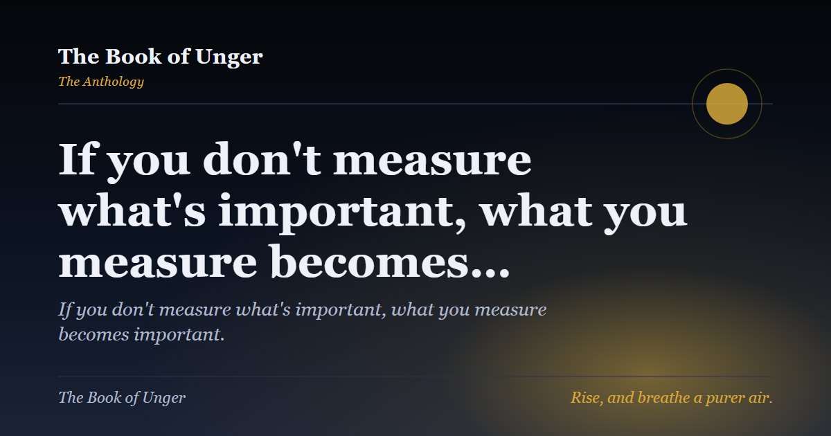 If you don't measure what's important, what you measure becomes…