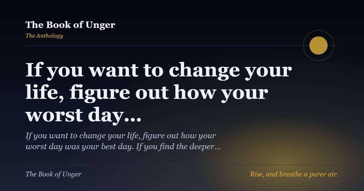 If you want to change your life, figure out how your worst day…