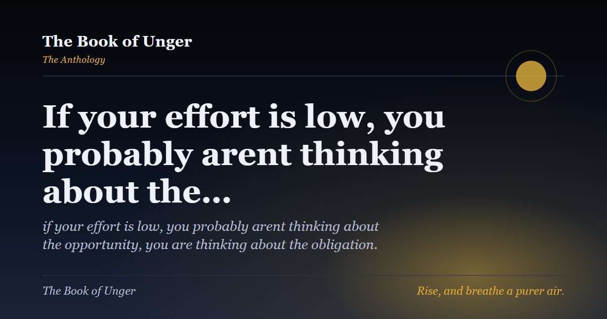 If your effort is low, you probably arent thinking about the…