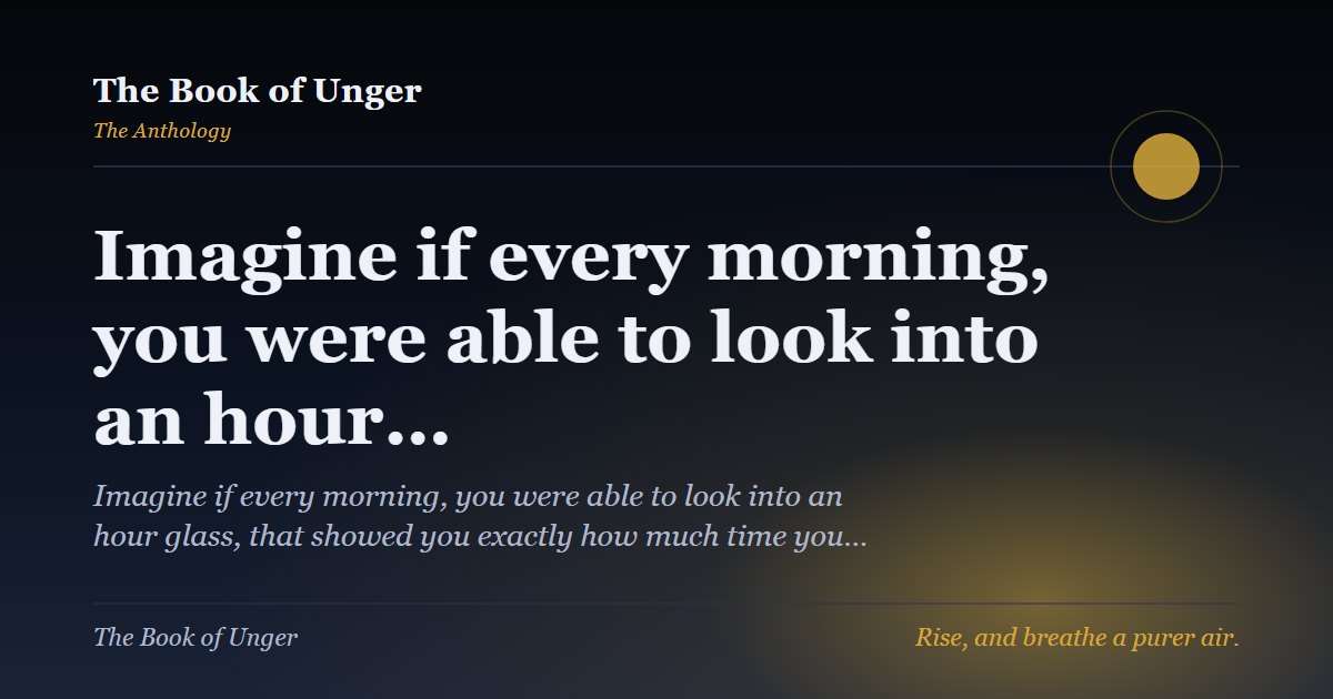 Imagine if every morning, you were able to look into an hour…