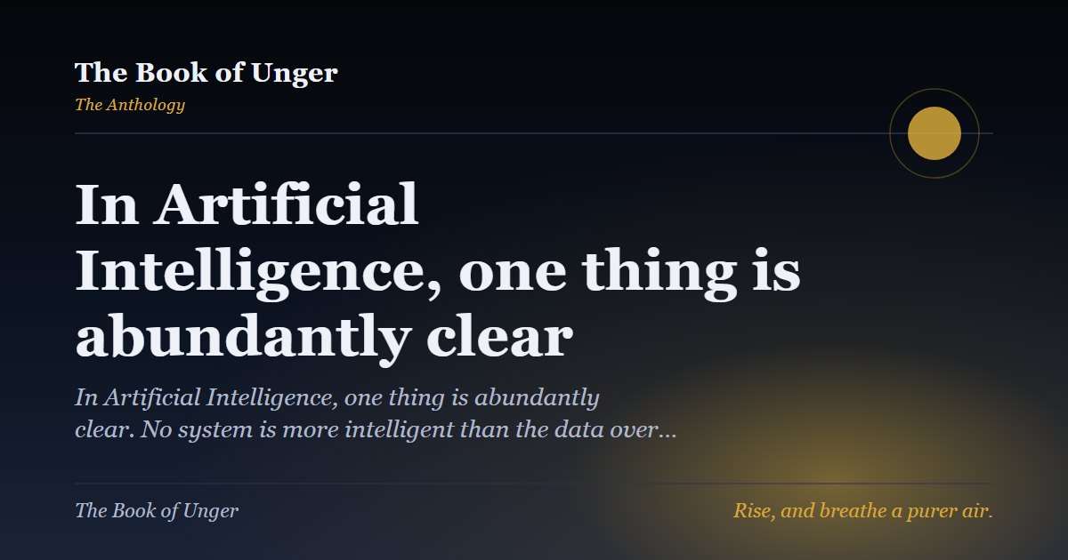 In Artificial Intelligence, one thing is abundantly clear