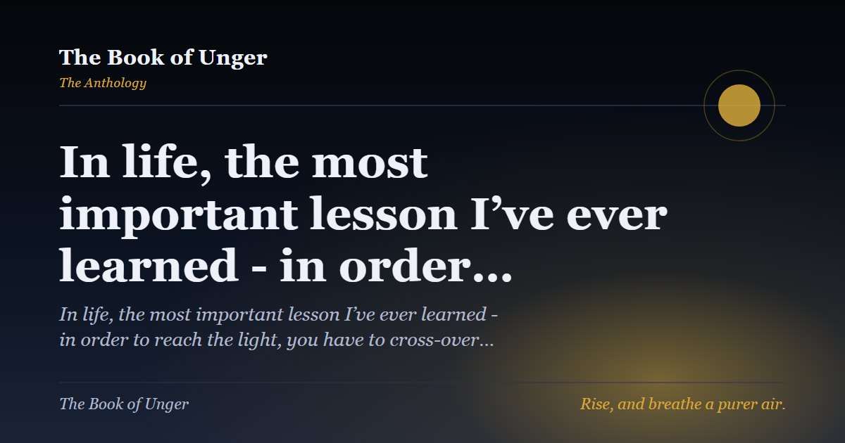 In life, the most important lesson I’ve ever learned - in order…