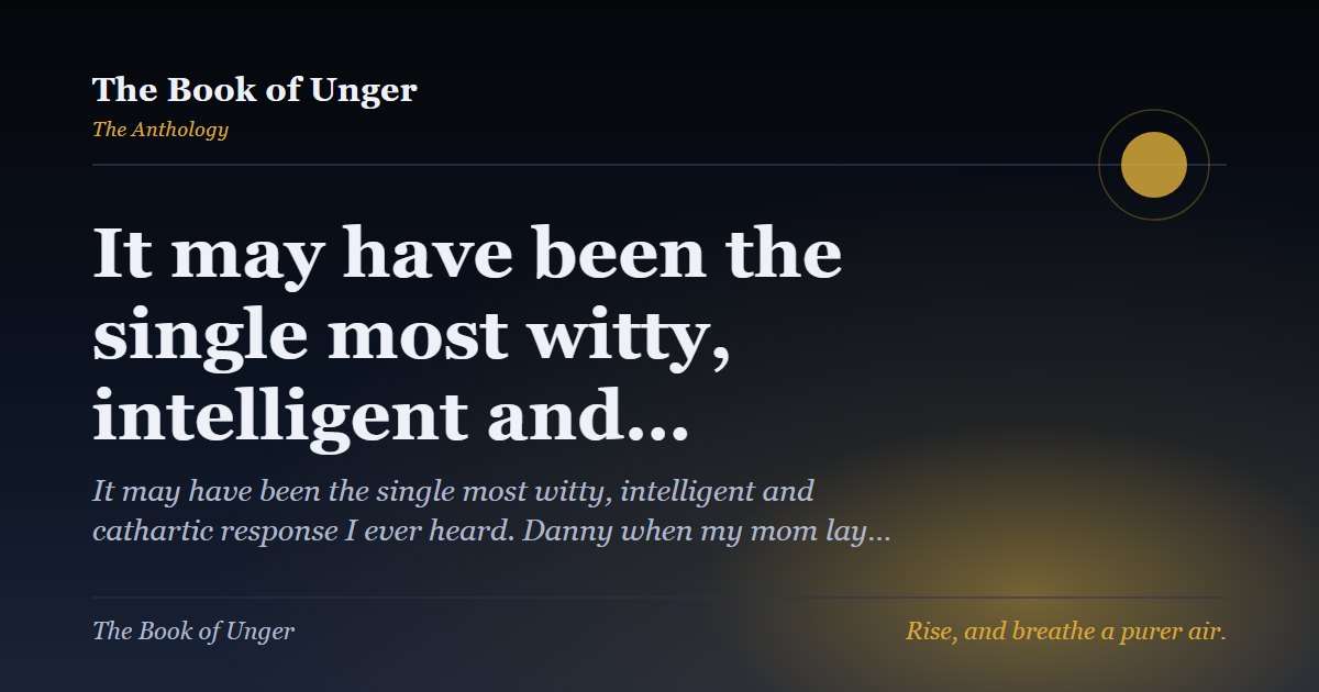 It may have been the single most witty, intelligent and…
