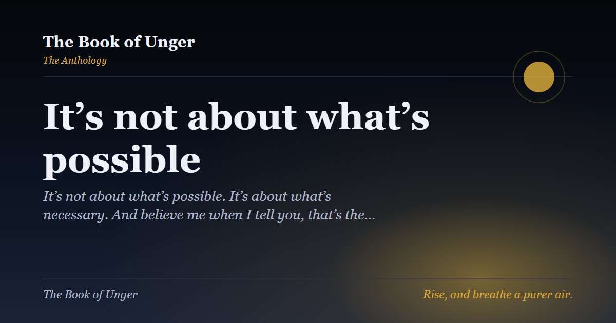 It’s not about what’s possible