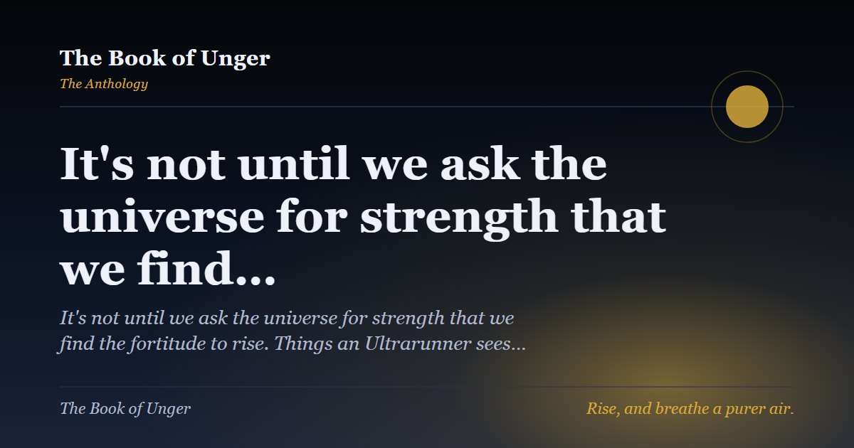 It's not until we ask the universe for strength that we find…
