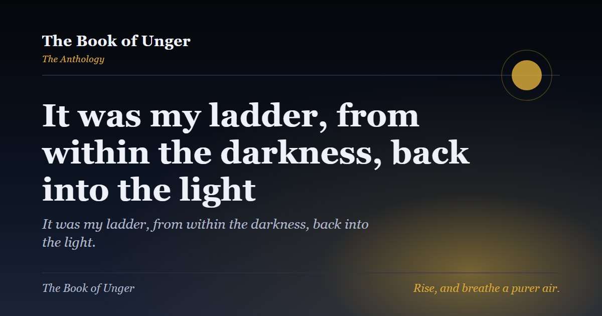 It was my ladder, from within the darkness, back into the light
