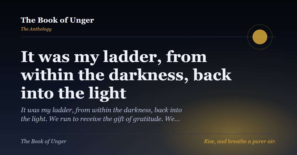 It was my ladder, from within the darkness, back into the light