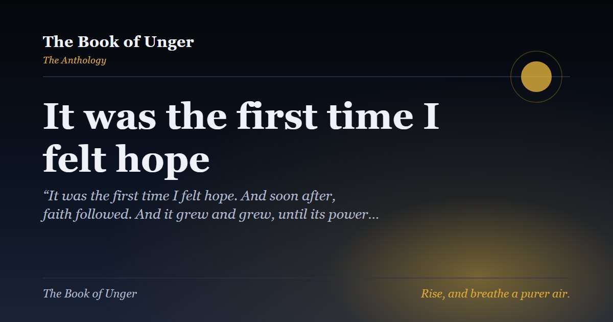 It was the first time I felt hope