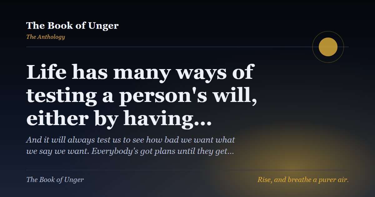Life has many ways of testing a person's will, either by having…