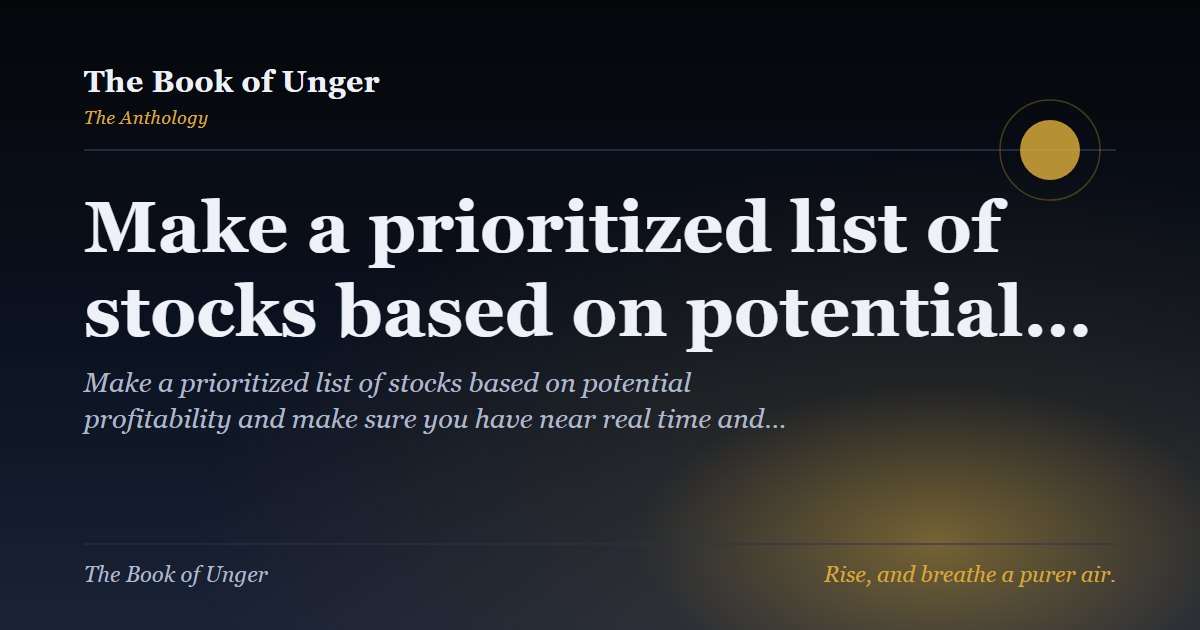 Make a prioritized list of stocks based on potential…