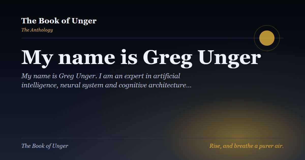 My name is Greg Unger