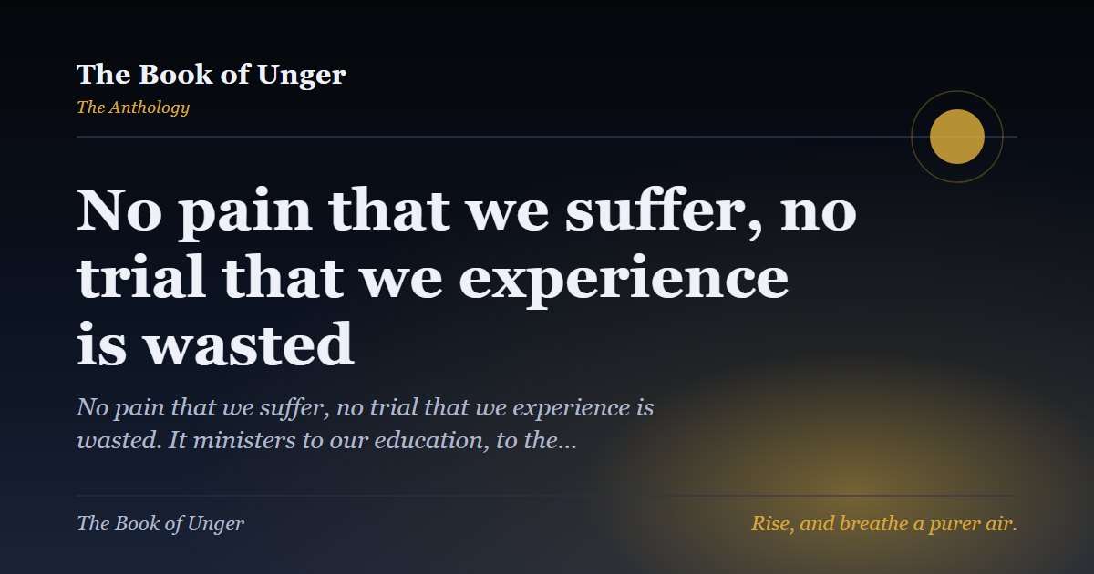 No pain that we suffer, no trial that we experience is wasted