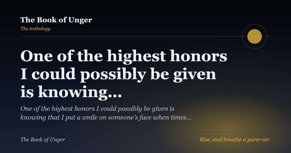One of the highest honors I could possibly be given is knowing…