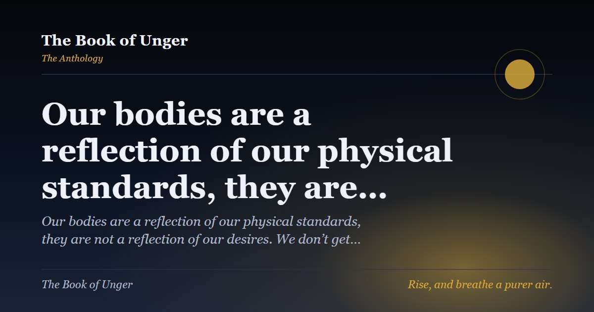 Our bodies are a reflection of our physical standards, they are…