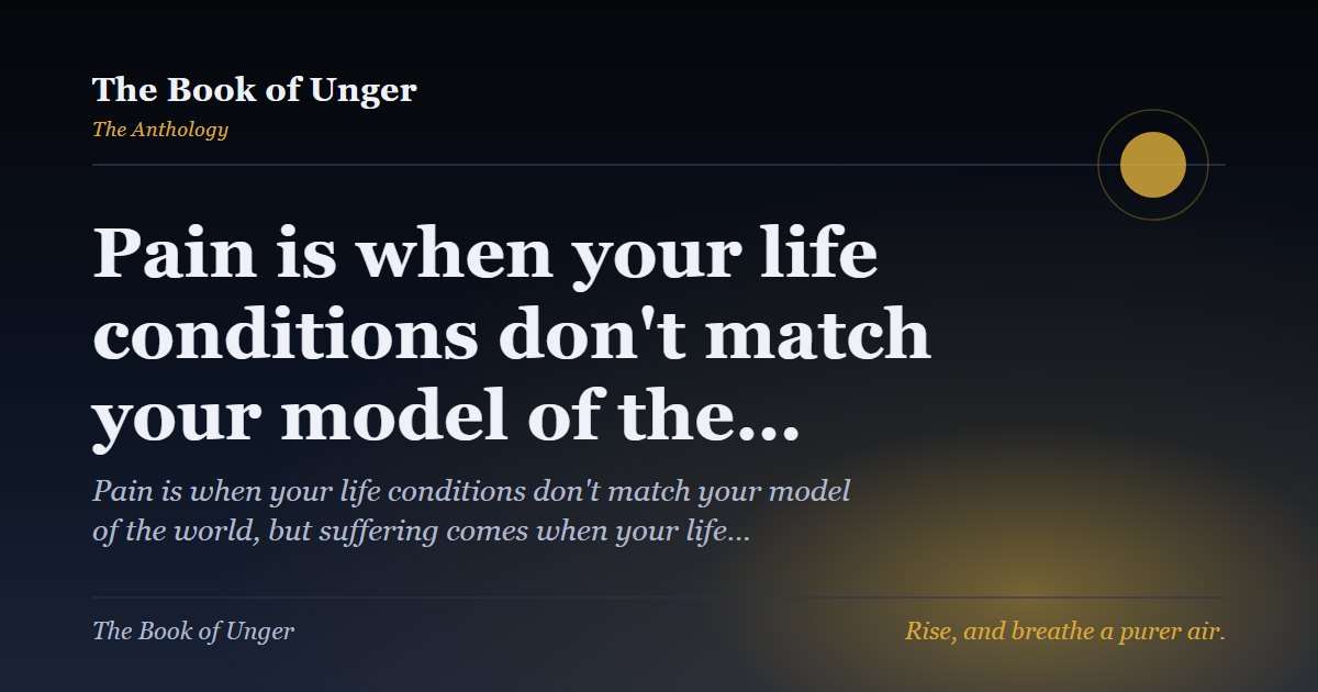 Pain is when your life conditions don't match your model of the…