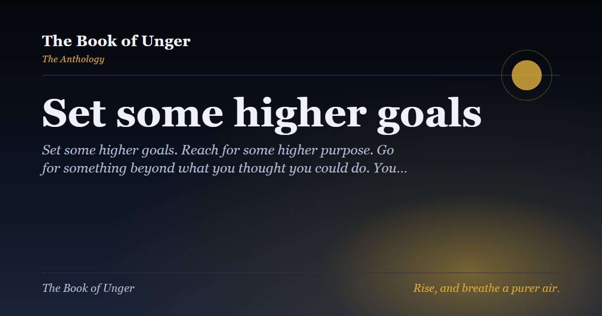 Set some higher goals