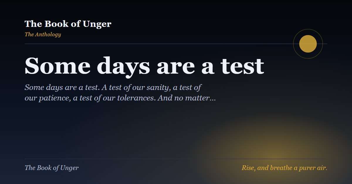 Some days are a test