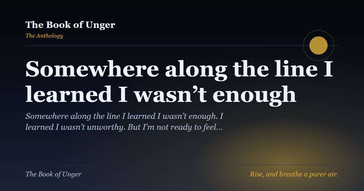 Somewhere along the line I learned I wasn’t enough