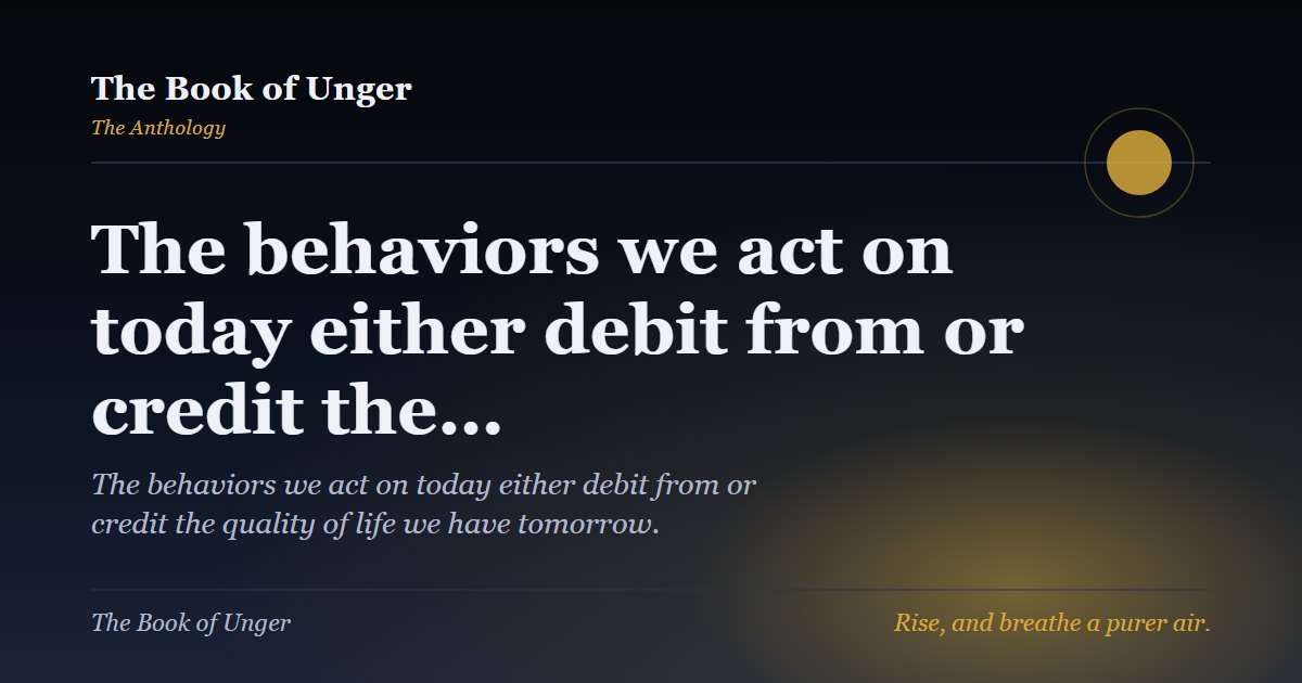 The behaviors we act on today either debit from or credit the…