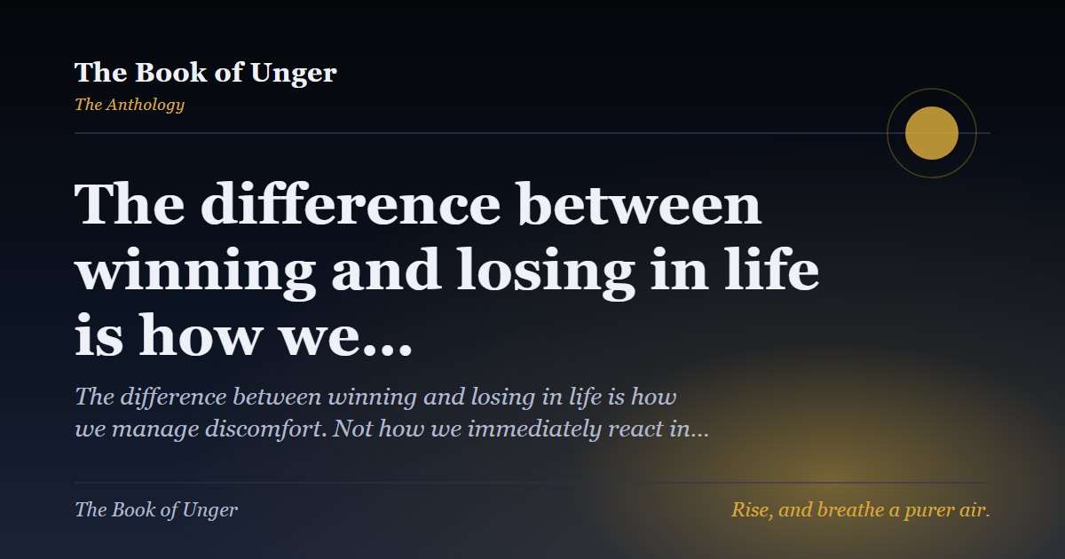 The difference between winning and losing in life is how we…