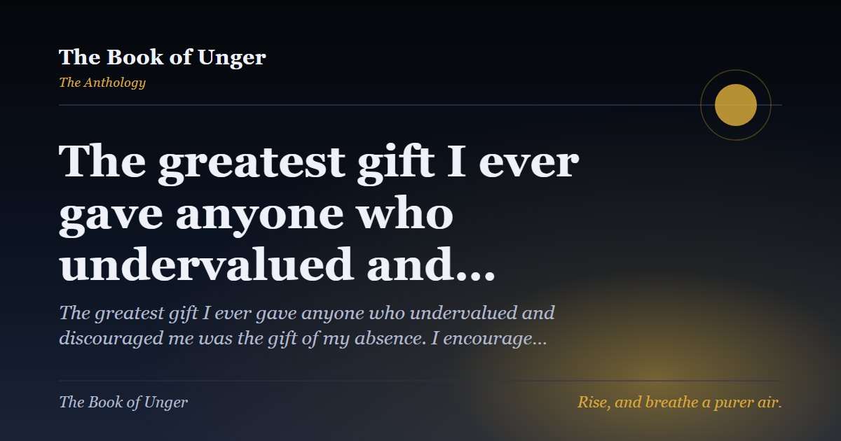 The greatest gift I ever gave anyone who undervalued and…
