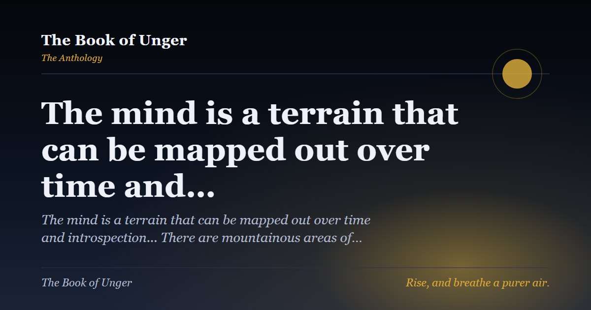 The mind is a terrain that can be mapped out over time and…