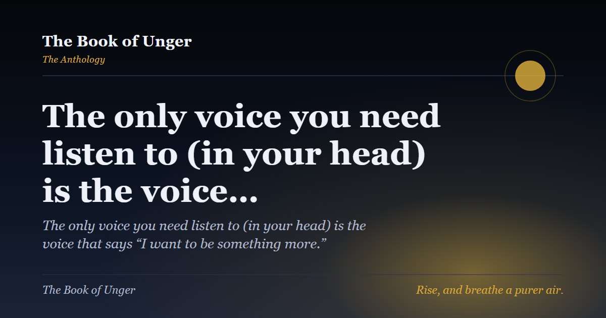 The only voice you need listen to (in your head) is the voice…