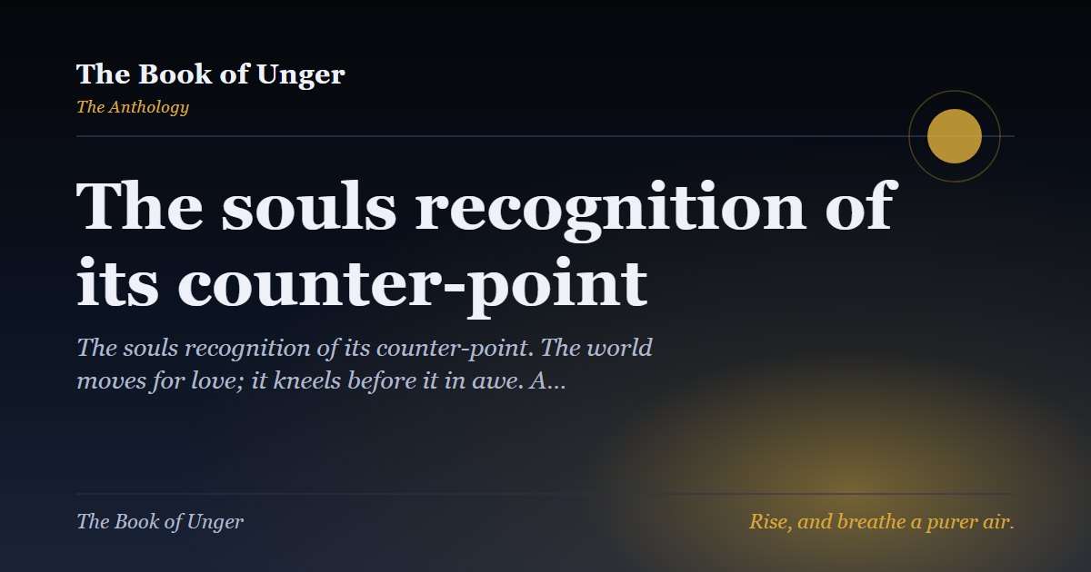 The souls recognition of its counter-point
