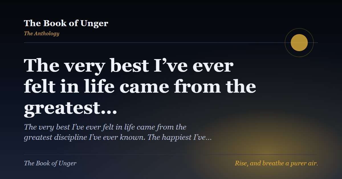 The very best I’ve ever felt in life came from the greatest…