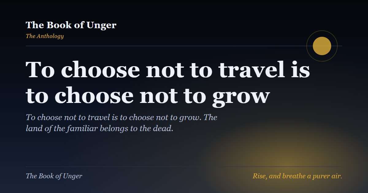 To choose not to travel is to choose not to grow