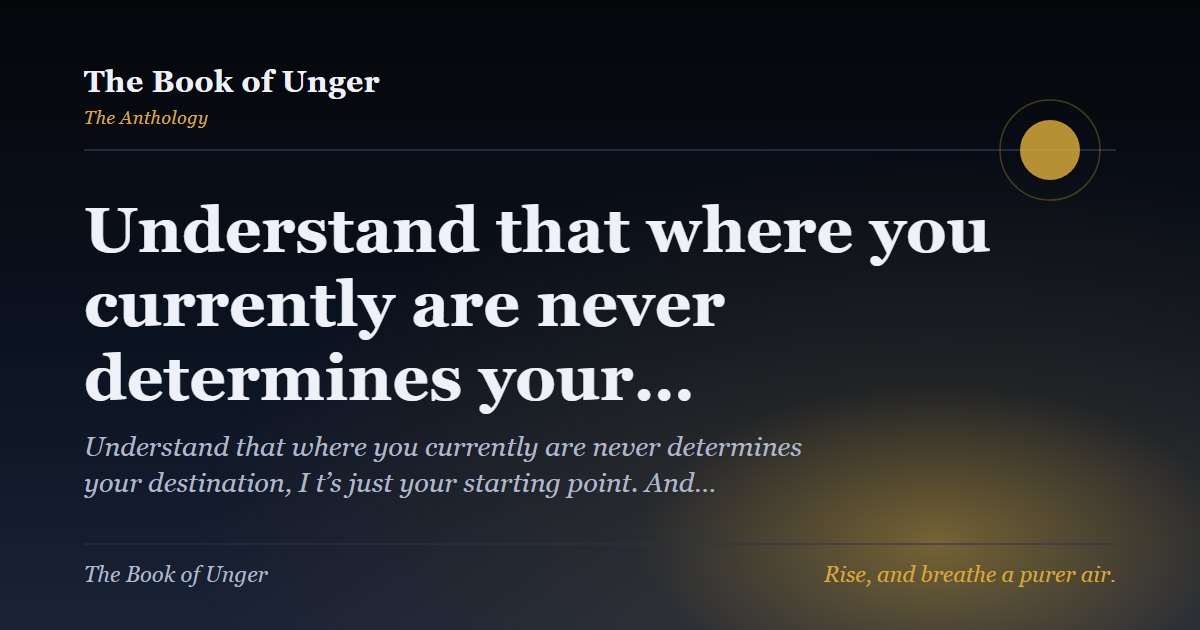 Understand that where you currently are never determines your…