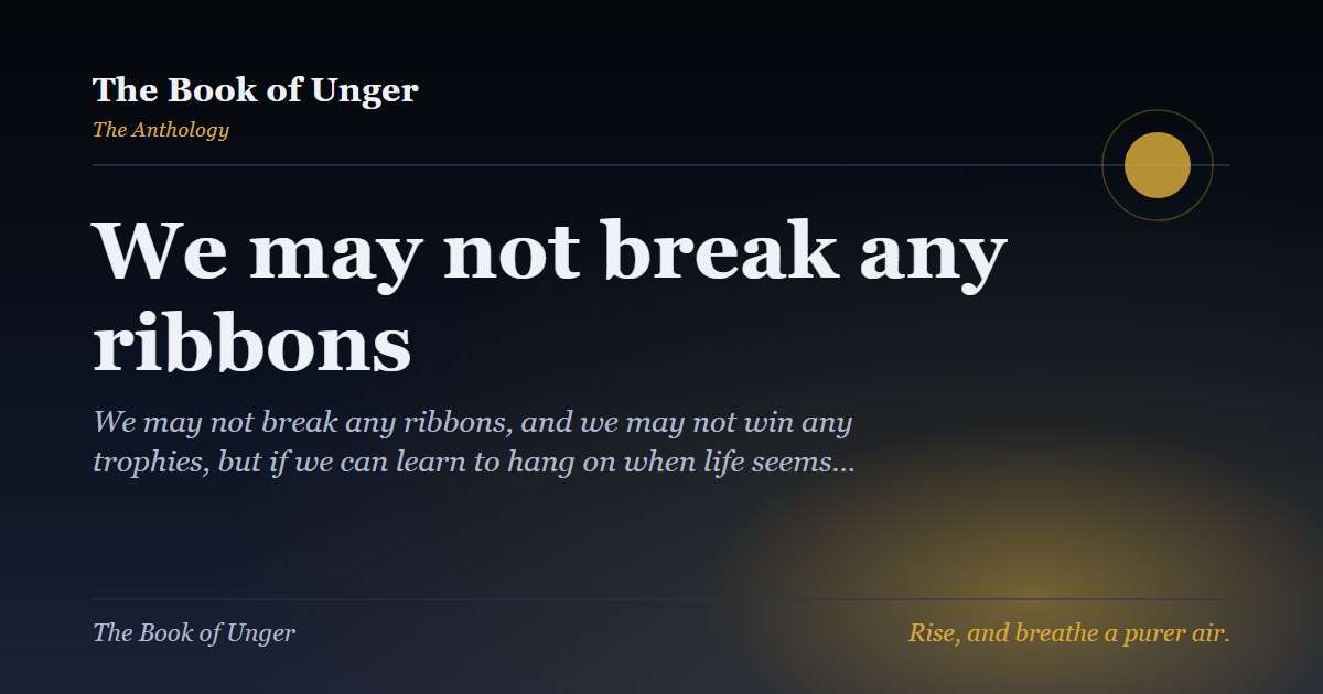 We may not break any ribbons