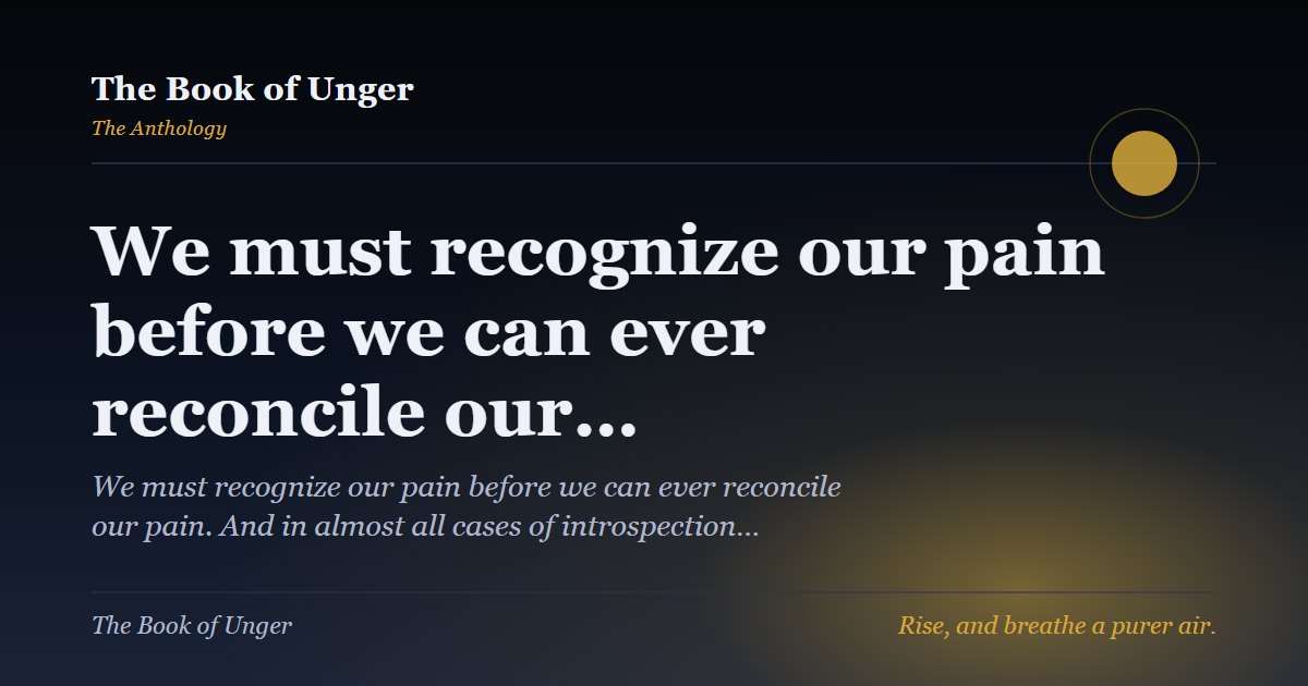 We must recognize our pain before we can ever reconcile our…