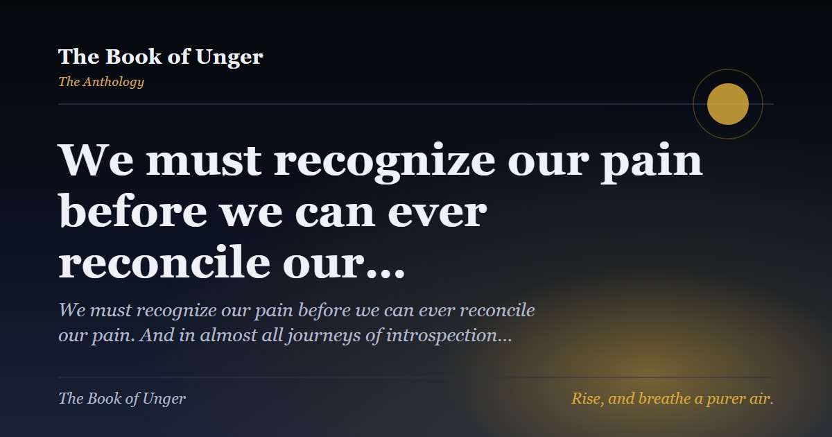 We must recognize our pain before we can ever reconcile our…