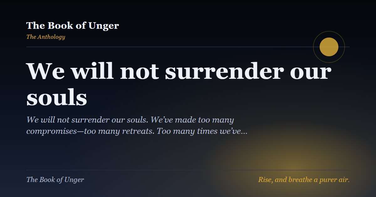 We will not surrender our souls