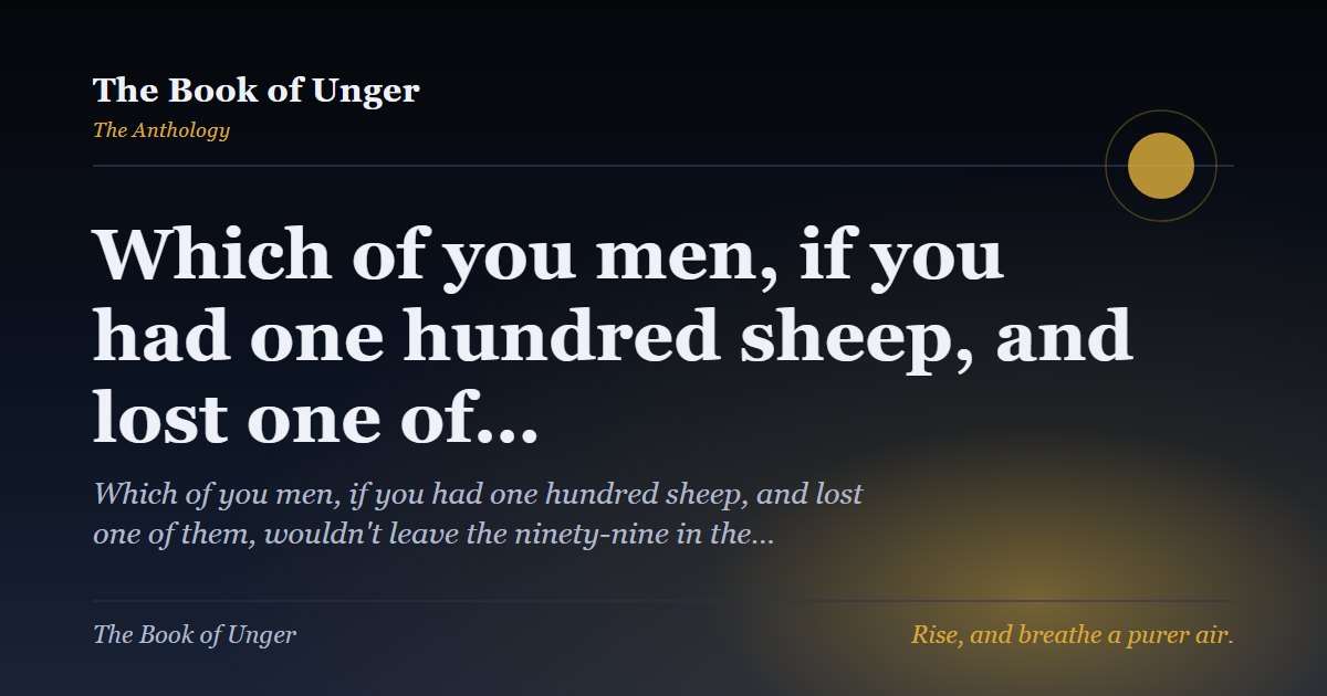 Which of you men, if you had one hundred sheep, and lost one of…